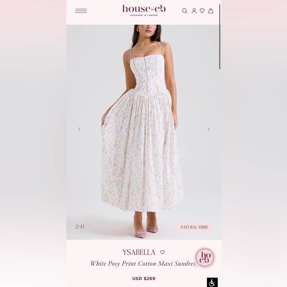 House of CB White Posy Print Cotton Maxi Sundress
